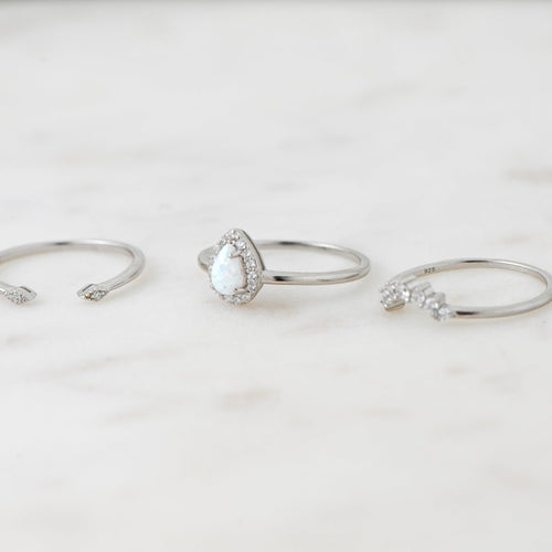 Pear Opal Ring Set