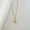Petite CZ Cross Pendant Necklace Gold Filled
