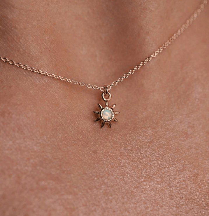 Petite Opal Starburst Pendant Necklace by La Kaiser