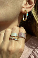Pink Opal and CZ Large Vienna Hoops Earrings by Native Gem