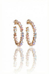 Pink Opal and CZ Large Vienna Hoops
