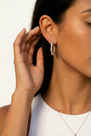 Pink Opal and CZ Large Vienna Hoops Earrings by Native Gem