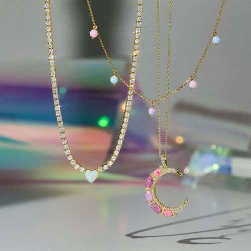 Pink Opal Crescent Moon Pendant by La Kaiser