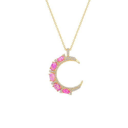 Pink Opal Crescent Moon Pendant by La Kaiser