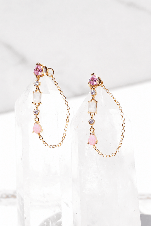 Pink Opal Droplet Earrings Earrings by Native Gem