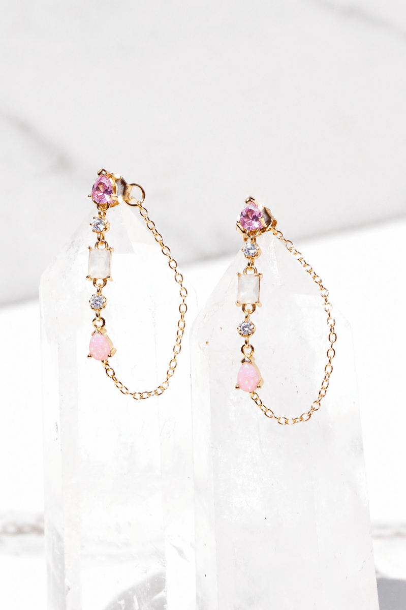 Pink Opal Droplet Earrings Earrings by Native Gem
