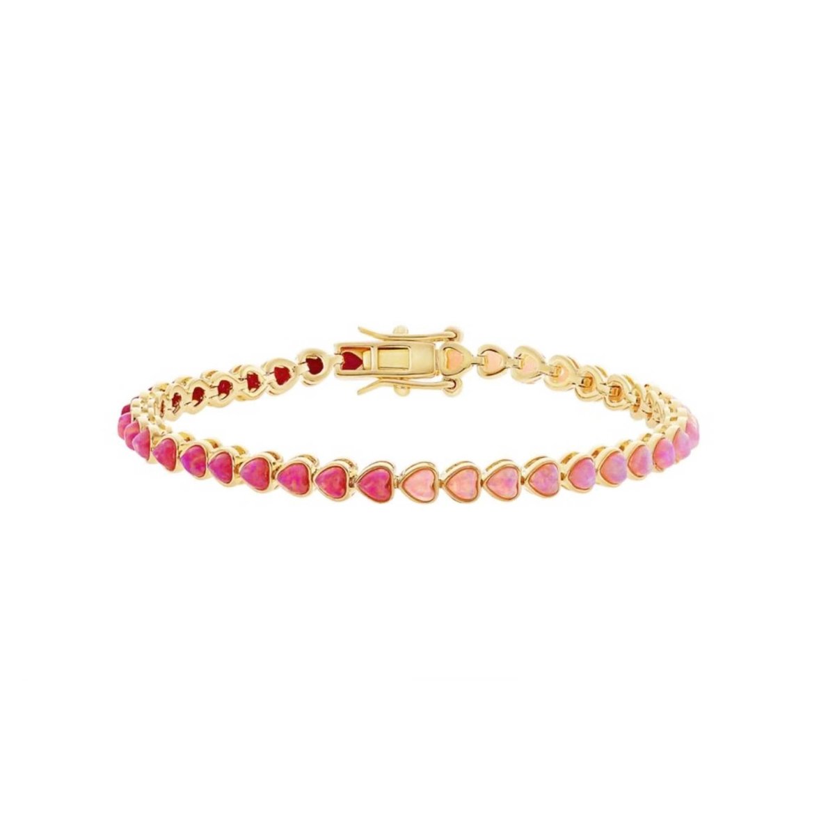 Pink Opal Ombre Heart and Heart Tennis Bracelet by La Kaiser