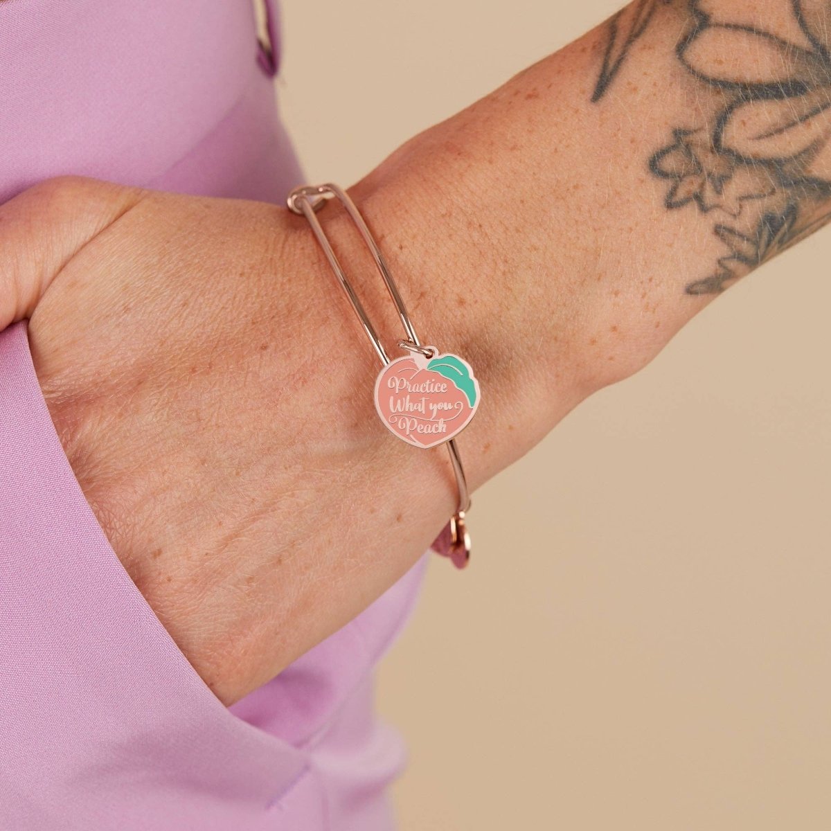Practice What You Peach' Charm Bangle