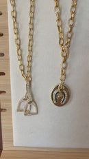 Dressage Pearl and Black Stones Necklace