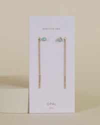 Studded Threader - Fire Opal - Earrings for Daily Charm