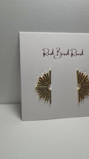 Celestial - Black Sunburst - Gold Earrings for Elegance
