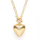Puffed Heart on Toggle Chain Necklace