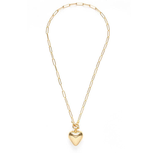Puffed Heart on Toggle Chain Necklace