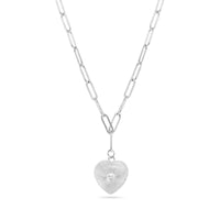 Radiant 18K Gold Paperclip Chain Necklace with Heart Pendant