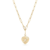 Radiant 18K Gold Paperclip Chain Necklace with Heart Pendant