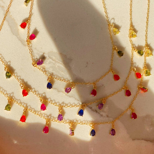 Rainbow Emotions Crystal Teardrop Necklace by Kismet Showroom