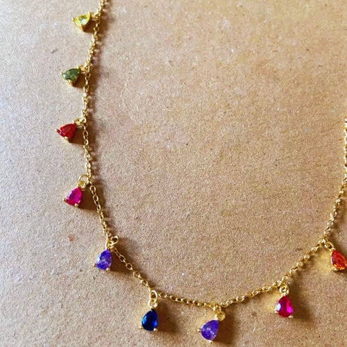 Rainbow Emotions Crystal Teardrop Necklace by Kismet Showroom