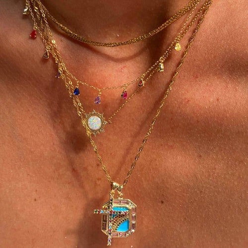 Rainbow Emotions Crystal Teardrop Necklace by Kismet Showroom