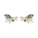 Rainbow Moonstone & London Blue Topaz Butterfly Studs
