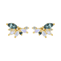 Rainbow Moonstone & London Blue Topaz Butterfly Studs
