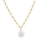 Rainbow Moonstone & White Topaz Petite Loop Necklace