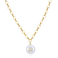 Rainbow Moonstone & White Topaz Petite Loop Necklace