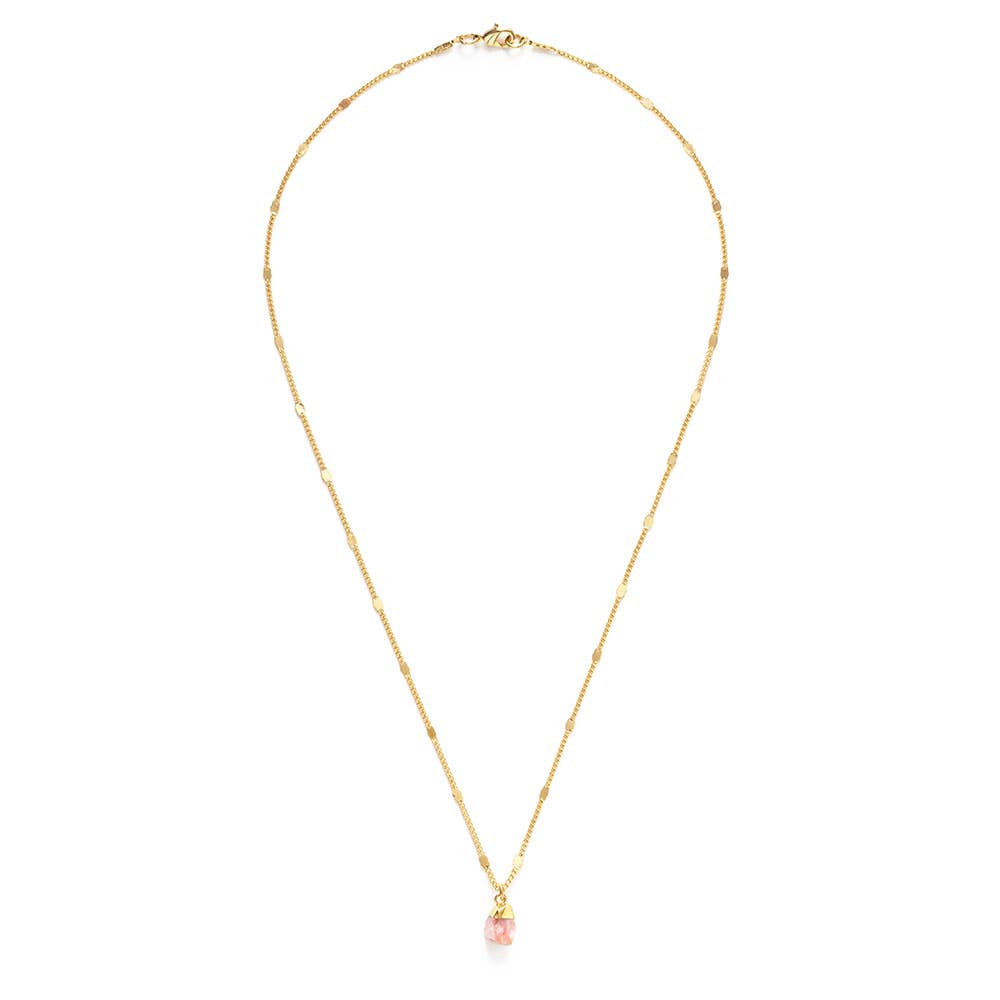 Raw Cut Gemstone Necklaces: Pink Peruvian Opal