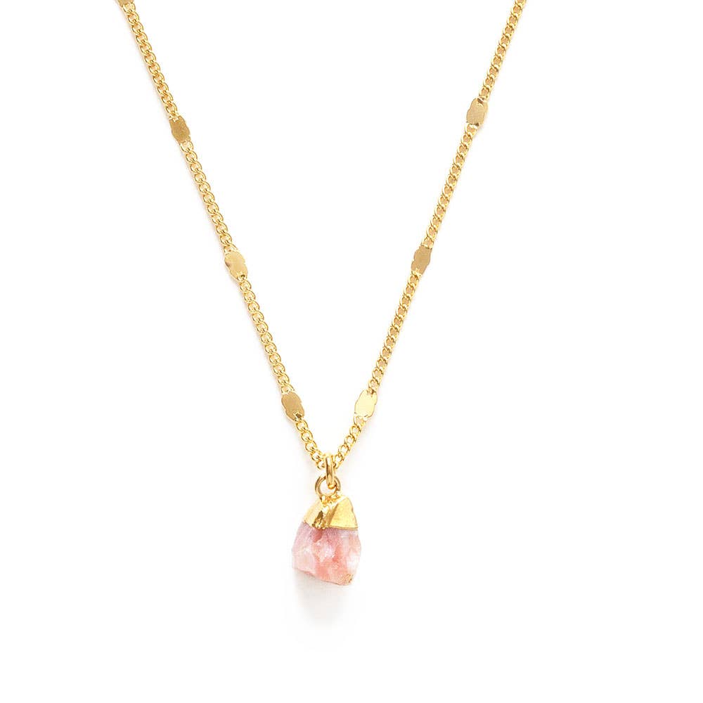 Raw Cut Gemstone Necklaces: Pink Peruvian Opal