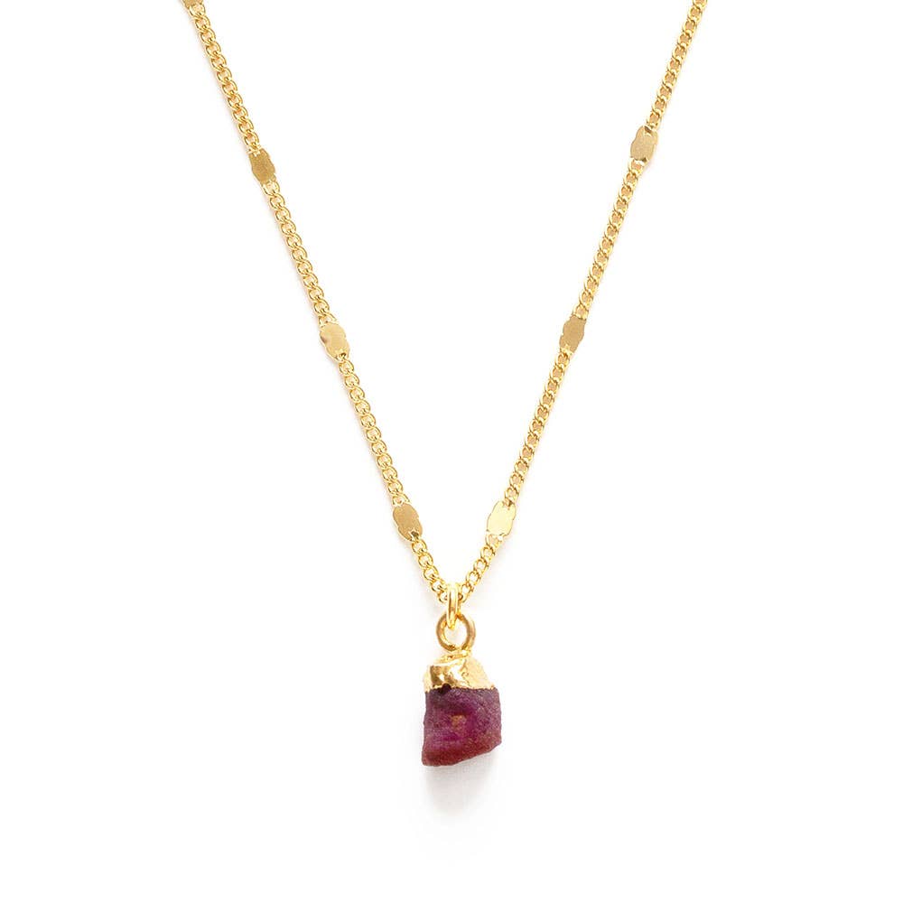Raw Cut Gemstone Necklaces: Ruby