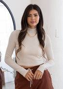 Ribbed Long Sleeve Mock Neck Coconut Milk