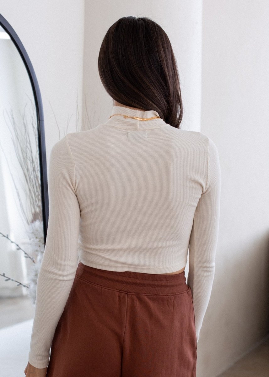 Ribbed Long Sleeve Mock Neck
