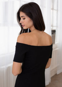 Ribbed Off Shoulder Dress