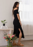 Ribbed Off Shoulder Dress