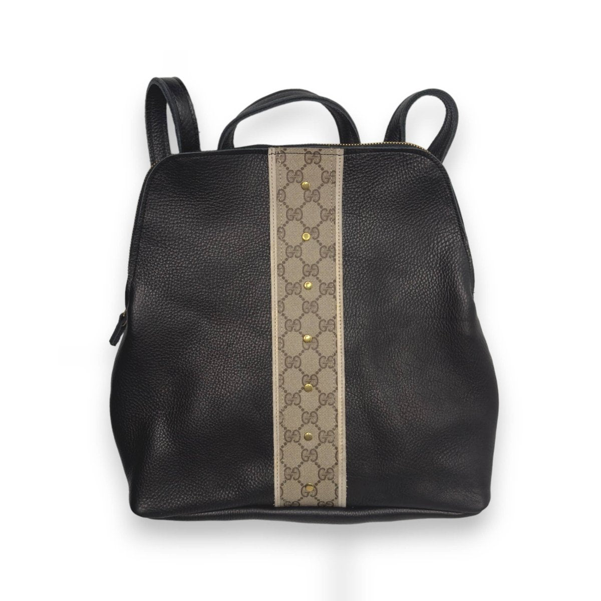 Riley Backpack In Black Leather | Upcycled GG