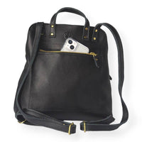 Riley Backpack In Black Leather | Upcycled GG