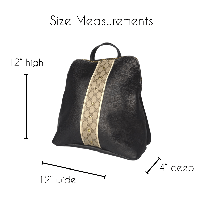 Riley Backpack In Black Leather | Upcycled GG