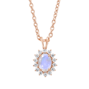 Rose Gold Rainbow Moonstone & Diamond Vintage Fleur Pendant