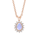 Rose Gold Rainbow Moonstone & Diamond Vintage Fleur Pendant