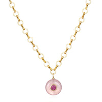 Rose Quartz & Pink Sapphire Petite Loop Necklace