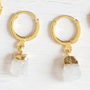 Rough Cut Gemstone Huggie Earrings: Turquoise