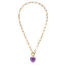 Roxy Chain Toggle Clasp Heart Necklace: Amethyst