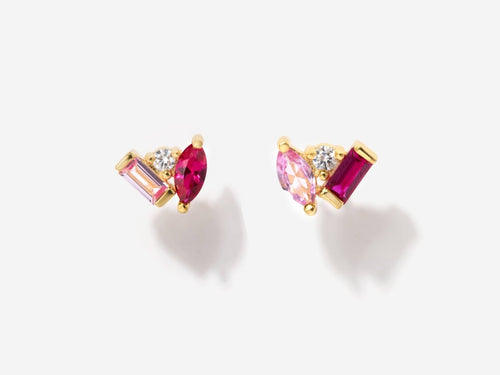 Ruby Pink Sapphire Celeste Stud Earrings by Little Sky Stone