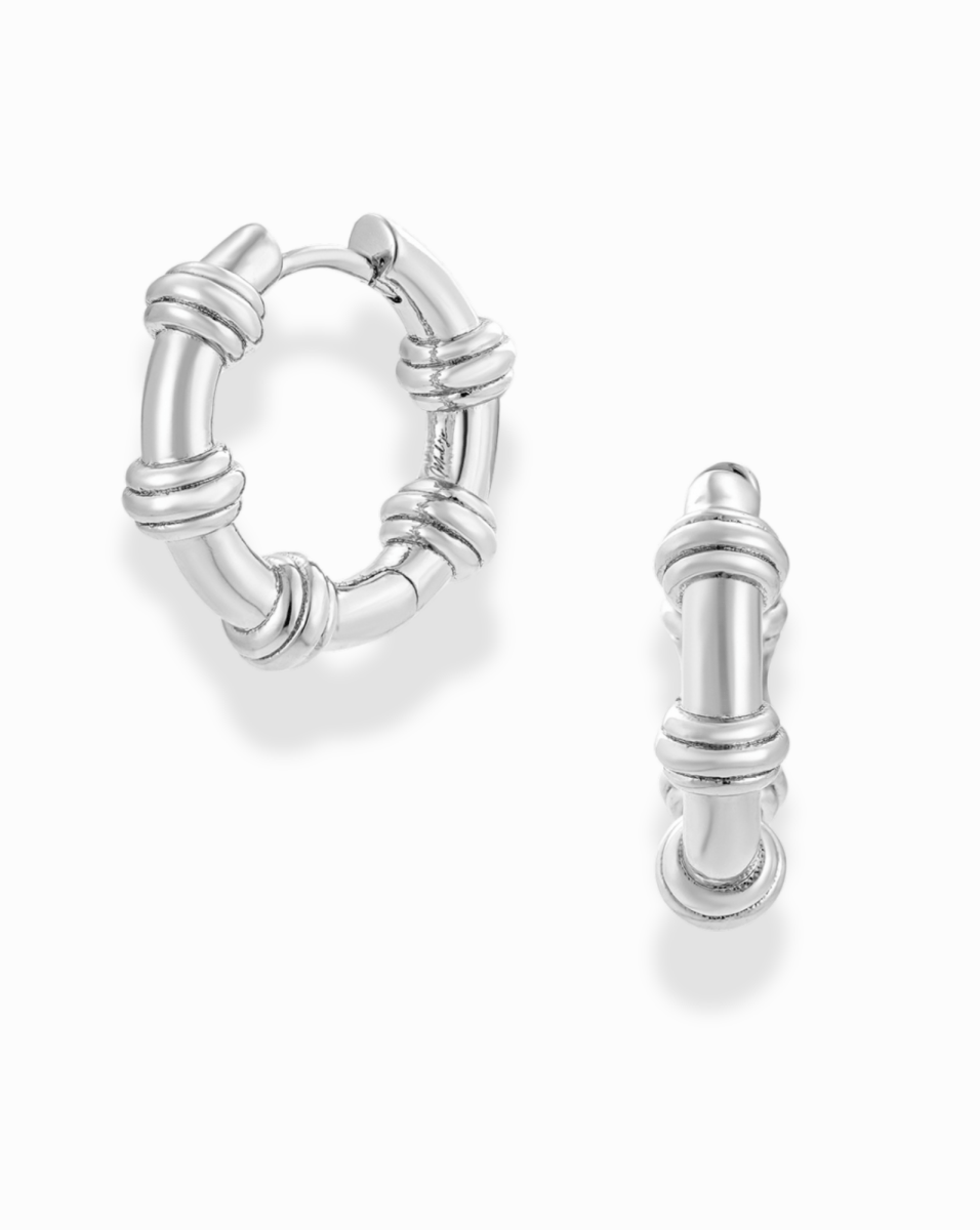 Sable Notched Hoops: Silver