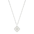 Sabrina Silver Pearl-Studded Clover Necklace for Women