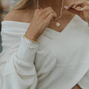 Saint Christopher Toggle Pearl Necklace Gold Filled