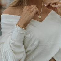 Saint Christopher Toggle Pearl Necklace Gold Filled
