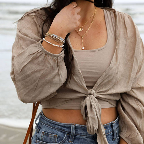 Sandy Pearl Beach Sand Dollar Charm Necklace Gold Filled