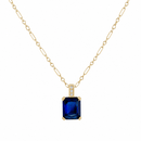 Santorini Sapphire Blue Baguette Pendant Necklace Gold Filled - Red Bird Road