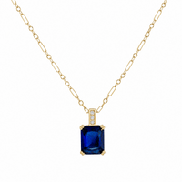 Santorini Sapphire Blue Baguette Pendant Necklace Gold Filled