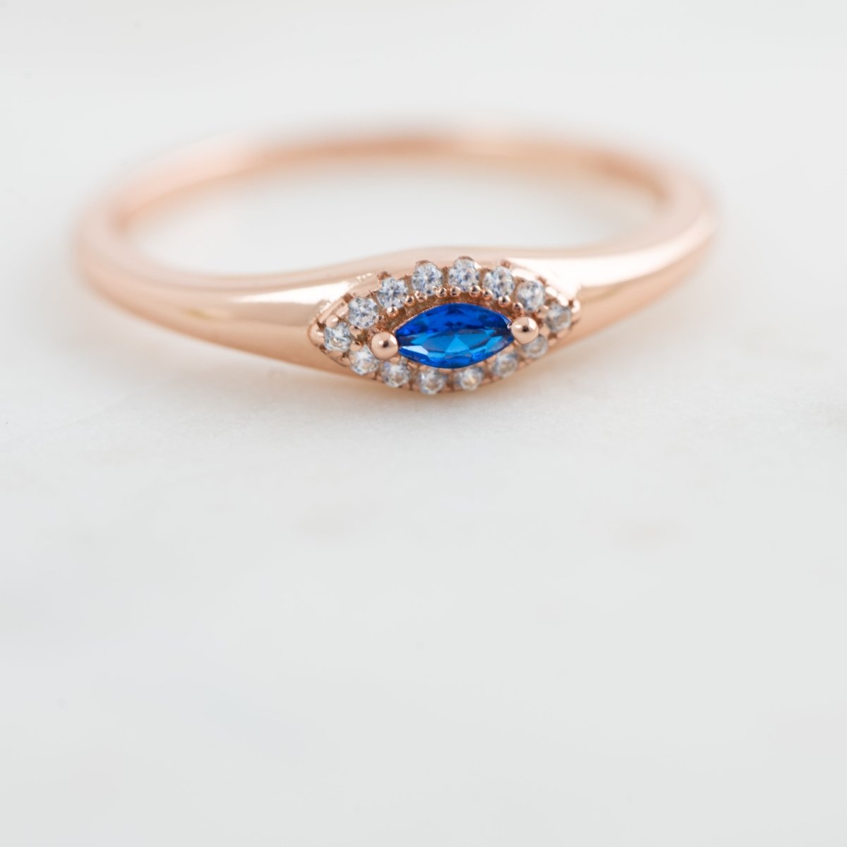 Sapphire Evil Eye Ring Rose Gold